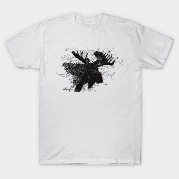 Moose Sketch T-Shirt by CunninghamWatercolors